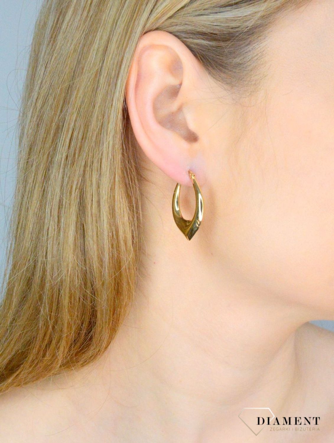 Złote kolczyki damskie 585 o nieregularnym kształcie KL 11128.jpg